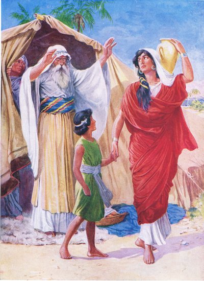 Hagar和Ishmael，来自Thomas Nelson出版的The Bible Picture Book，c.1950 作者 英语学校