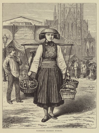 汉堡市场的女人（雕刻品 作者 英语学校