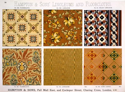 19世纪晚期，Hampton＆Sons为Linoleums和Floorcloths设计 作者 英语学校