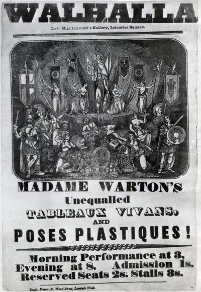 传单广告&39;Madame Warton&39;s Unnequaled Tableaux Vivans and Poses Plastiques&39;，c.1847 作者 英语学校