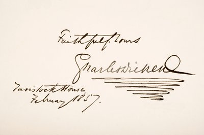 查尔斯狄更斯的笔迹和签名，1857年 作者 英语学校