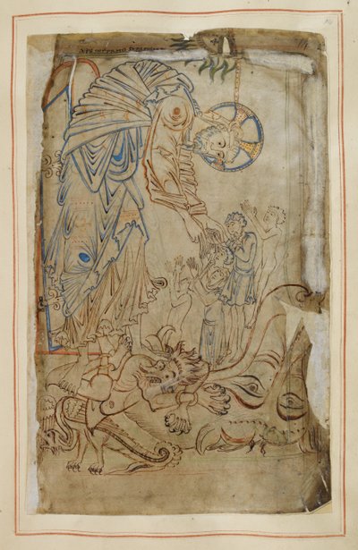 地狱之门》，选自 "提比略诗篇"，科顿 MS Tiberius C VI，f.14，约 1050 年（牛皮纸）。 作者 英语学校