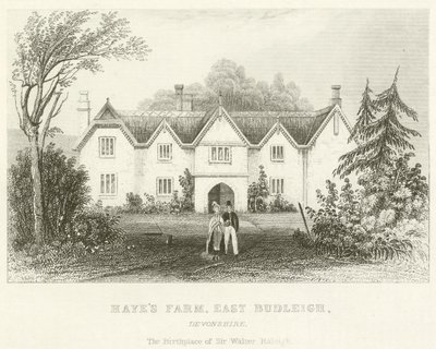德文郡East Budleigh的Haye农场（雕刻）。 作者 英语学校