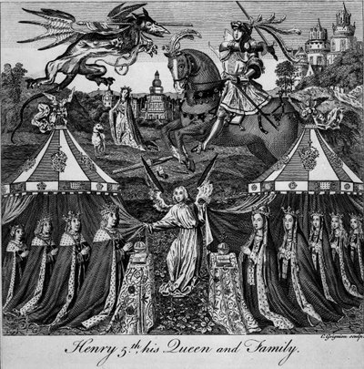 亨利五世，他的女王和家人，由Charles Grignion雕刻（1717-1810） 作者 英语学校