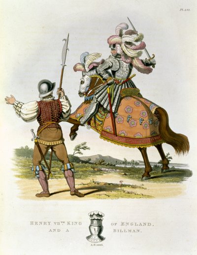 亨利七世，英格兰国王（1457-1509）和比尔曼，1490年，来自古代护甲，Samuel Rush Meyrick，1824年 作者 English School