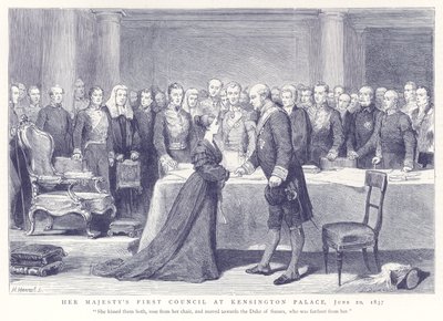 1837年6月20日，她在肯辛顿宫的女王第一委员会 作者 英语学校