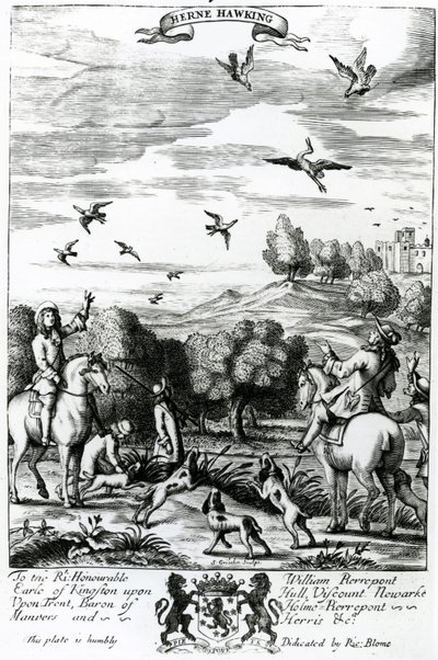 1686年Richard Blome出版的“The Gentleman&39;s Recreation”中的Herne hawking（雕刻） 作者 英语学校