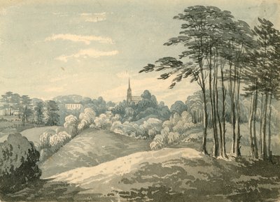 伦敦Highgate教堂，来自汉普斯特德希思（Wc on paper） 作者 英语学校
