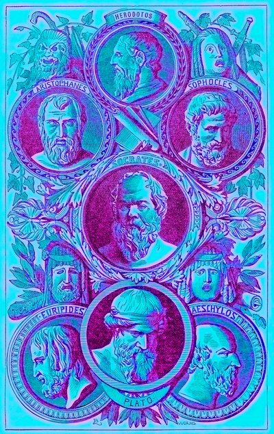 古希腊的历史学家，哲学家和戏剧家，来自世界图解史的插图，出版于1880年（数字增强图像） 作者 英语学校