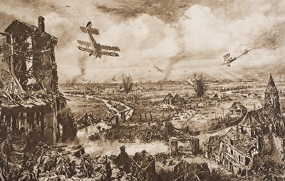 阻止德国袭击，Armentieres，比利时，HG威尔斯的“历史概论”插图，第二卷，1920年出版 作者 英语学校