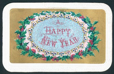 冬青花环，新年卡 作者 英语学校