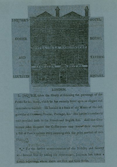萨洛尼耶酒店; Jaquiers酒店，莱斯特广场，伦敦 作者 英语学校