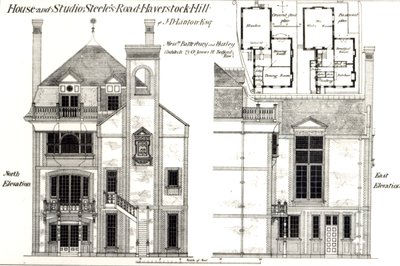 House and Studio，Steeles Road，Haverstock Hill，来自The Building News，1877年2月9日 作者 英语学校