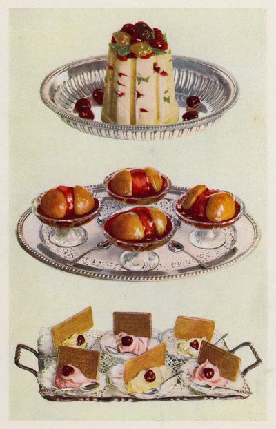 冰布丁；Peches Melba；奶油冰（彩色石版印刷） 作者 英语学校