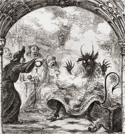 乔治·克鲁克汉克（George Cruikshank）在1865年出版的托马斯·英格尔斯比（Thomas Ingoldsby）创作的歌曲“圣尼古拉斯的拉特”（The Lat of St. Nicholas）中的插图，来自“英格尔斯比传说或欢乐与奇迹” 作者 英语学校