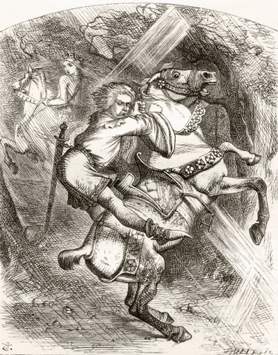 J. Tenniel在1865年出版的Thomas Ingoldsby撰写的“The Ingoldsby Legends or Mirth and Marvels”中的诗歌&39;The Blasphemer&39;s Warning&39;后的插图 作者 英语学校