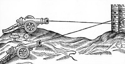 大炮火的插图在枪手的艺术由托马斯史密斯（fl.1600-27），1628年 作者 英语学校