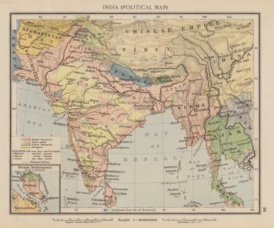 印度政治地图（彩色石版印刷） 作者 英语学校