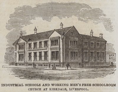 利物浦柯克代尔的工业学校和工人免费教室教堂（雕刻） 作者 英语学校