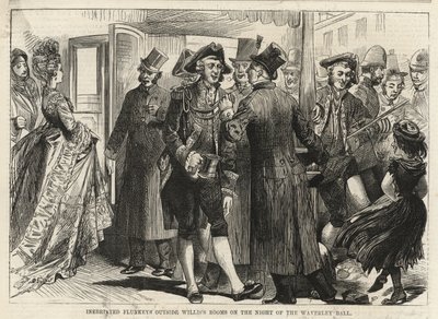 在Waverley球之夜威利斯客房外的Inebriated flunkeys 作者 英语学校