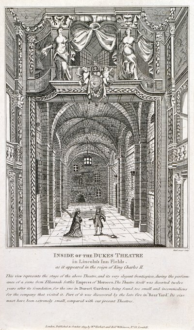 1820年，理查德·索耶（Richard Sawyer）在伦敦杜克斯剧院（Dukes Theatre）内雕刻 作者 英语学校