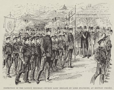 斯坦莫尔勋爵在本特利修道院视察伦敦教区教会青年旅（版画） 作者 英语学校
