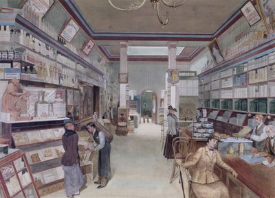 伦敦商店的内部，19世纪末（纸上的wc） 作者 English School