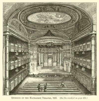 干草市场剧院的内部，1821年 作者 英语学校