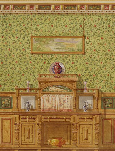 内饰与餐具柜，18世纪70年代（纸上wc） 作者 英语学校