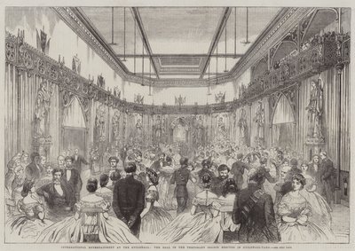 Guildhall 的国际娱乐活动，Guildhall-Yard 中的临时沙龙中的舞会（雕刻） 作者 英语学校