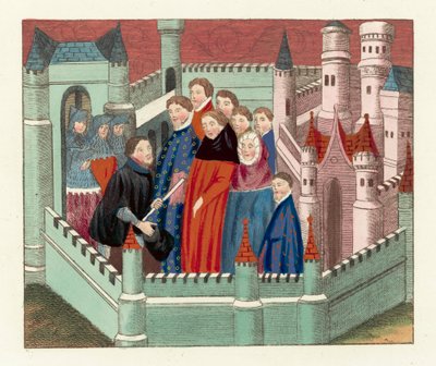 Interview between The Duke Of Lancaster and King Richard II (coloured engraving) 作者 英语学校