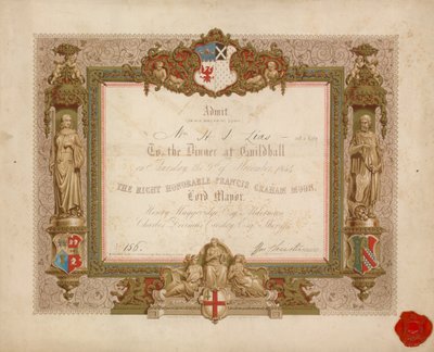 1854年11月9日在伦敦市政厅举行的宴会邀请函 作者 英语学校