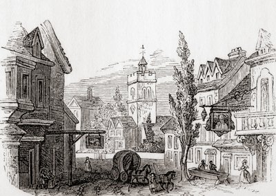 1760 年，英国大伦敦伊斯灵顿，来自旧英格兰：图画博物馆，酒吧。 1847年 作者 英语学校
