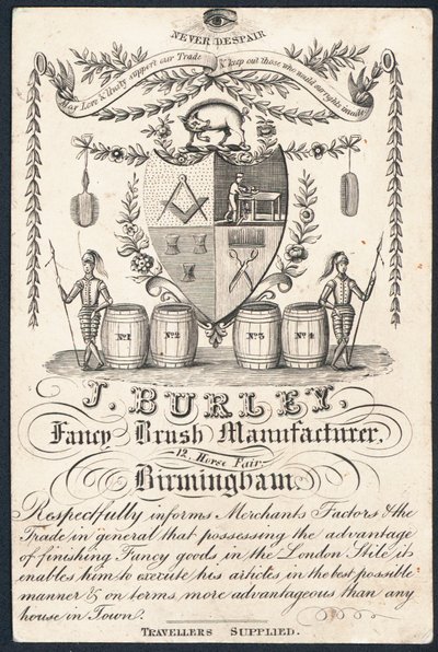 J Burley，Fancy Brush制造商，贸易卡 作者 英语学校