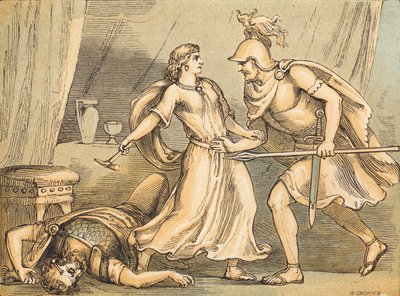 Jael 和 Sisera（彩色雕刻） 作者 英语学校
