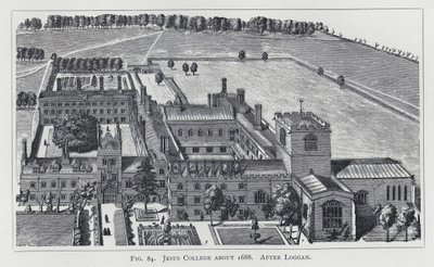 耶稣学院，约1688年，在罗根之后（雕刻）。 作者 英语学校