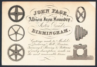 John Page，Albion Iron Foundry，交易卡 作者 英语学校