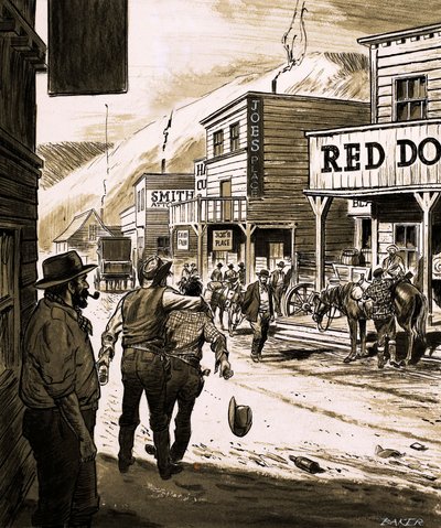 约翰萨特在萨克拉门托山谷发现了黄金，并于 1847 年开始了加利福尼亚的淘金热（纸上水粉） 作者 英语学校