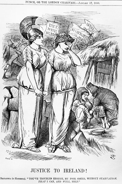 爱尔兰的正义！，由约瑟夫斯温雕刻，来自Punch，1880年1月17日 作者 英语学校