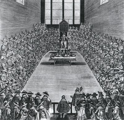 国王詹姆斯一世（1566-1625）在议会大厦，1624年 作者 英语学校