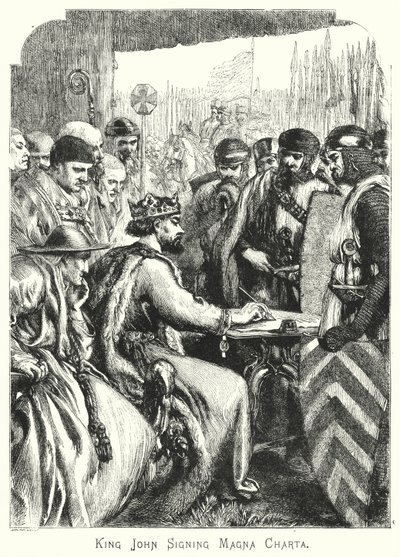 King John signing Magna Charta (engraving) 作者 英语学校