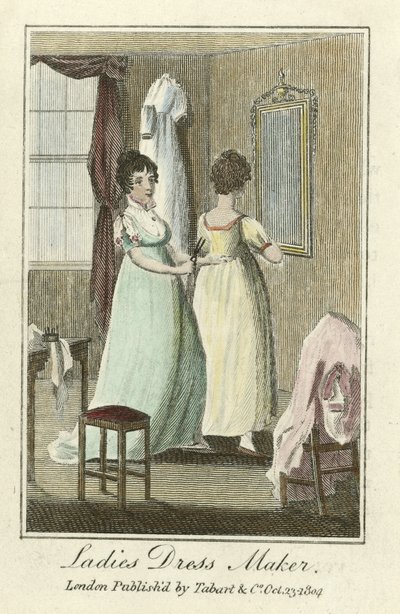 Ladies Dress Maker, pub. 1804 (hand coloured engraving) 作者 英语学校