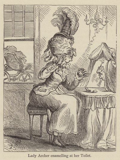 阿切尔夫人在她的厕所里画珐琅（雕刻）。 作者 英语学校