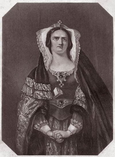 麦克白夫人（Macbeth）在--"莎士比亚妇女画廊，由早期伦敦艺术家创作的四十五幅严肃的肖像画，并附有批评和文学说明"，大约在1838年--来自 "莎士比亚妇女画廊，四十五幅画集"。 作者 英语学校
