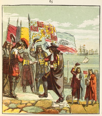 “奥兰治的威廉登陆”。 1688 年 11 月 5 日，威廉入侵英格兰。 作者 英语学校