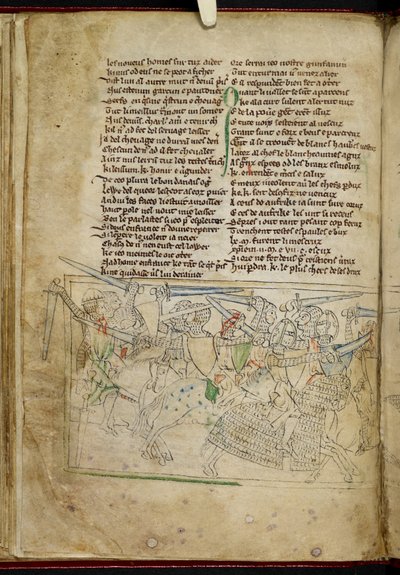 Lansdowne 782 f.26v 骑马骑士之间的战斗，选自 "Chanson d