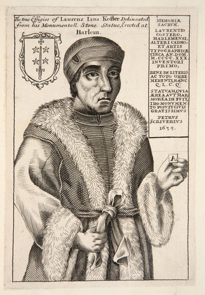 Laurenz Jans Koster，出版。1683年的雕刻。 作者 英语学校