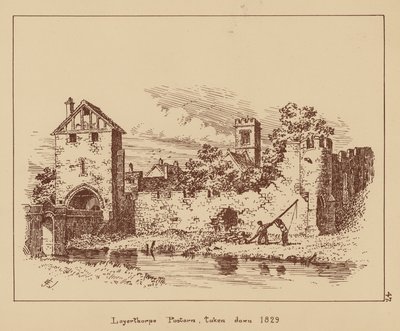 Layerthorpe Postern，1829 年拆毁（石版印刷）。 作者 英语学校