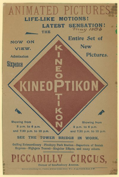传单广告Kineoptikon，皮卡迪利广场 作者 英语学校
