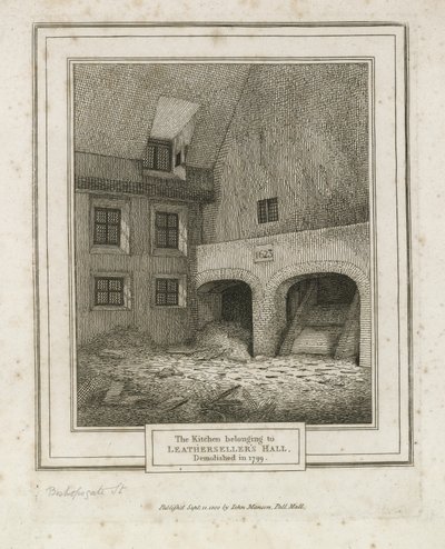 Leathersellers Hall，Bishopsgate Street。拆除1799年 作者 英语学校